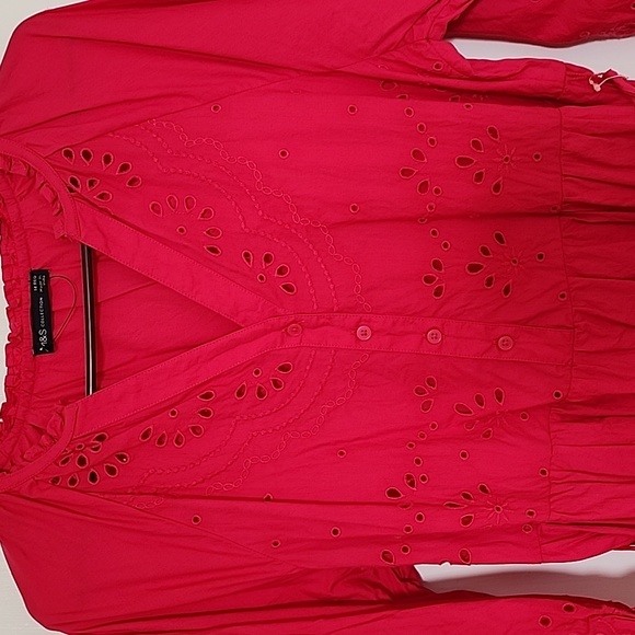 Beautiful M&S fuscia eyelet dress - size 10 - Picture 4 of 5